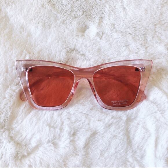 Kiara Clear Pink Full Rim Cat Eye Sunglasses - Picture 1 of 9